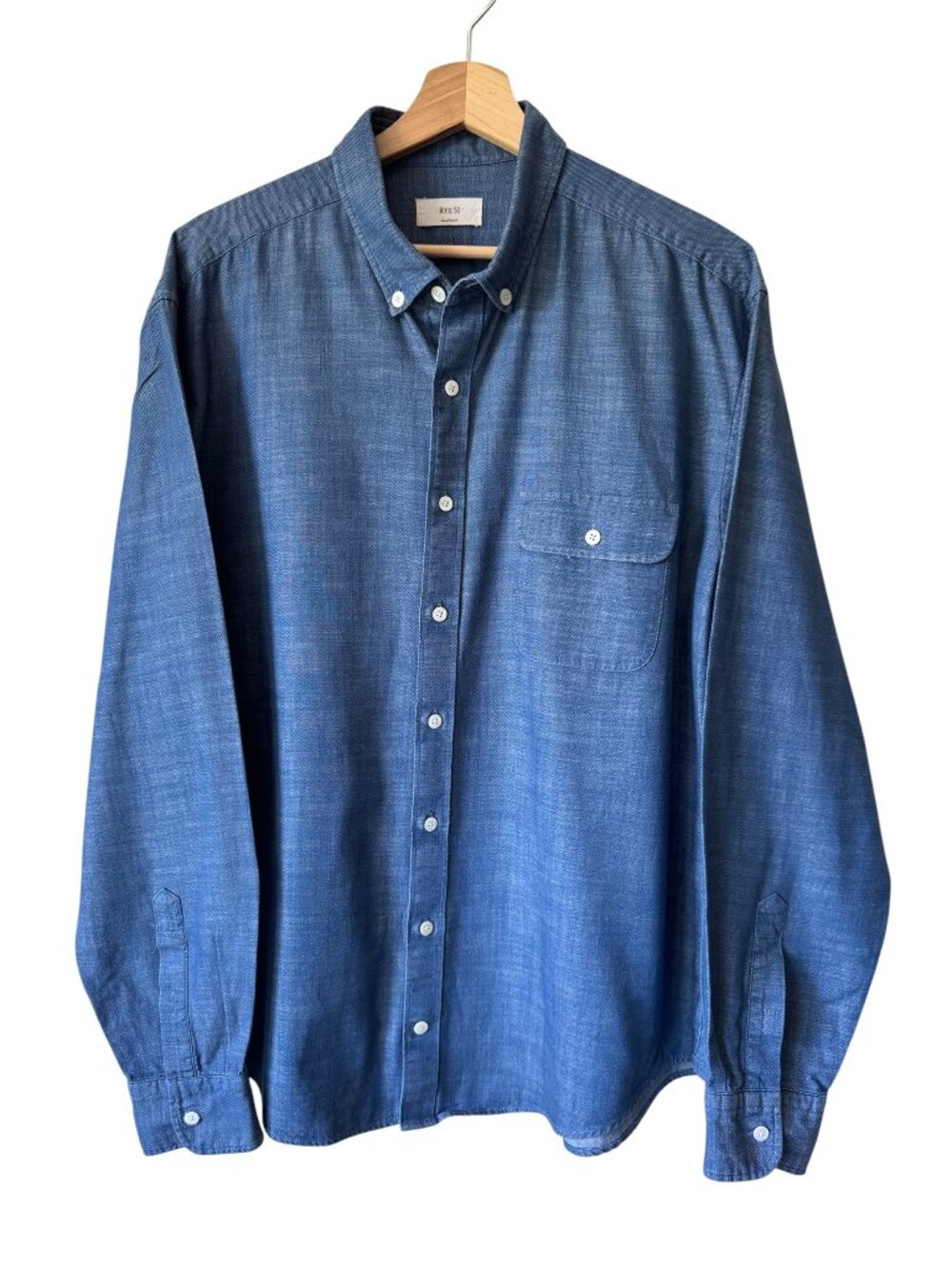 Rye 51 Woven Cotton Button Down Men's Shirt Relaxed Casual Quality Long Sleeve